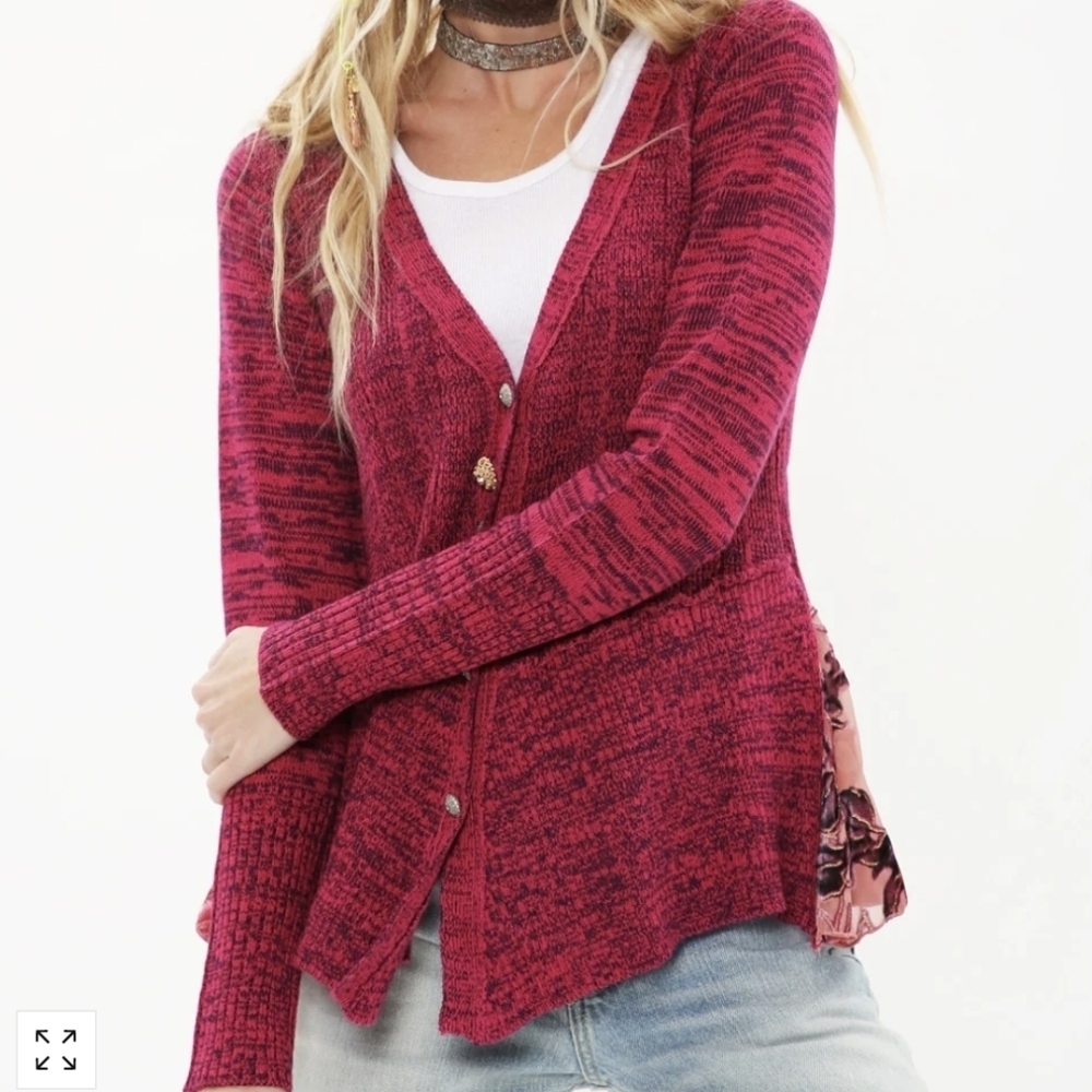 Aratta Genesis Cardigan Women's Pink Sweater Jeweled Buttons Small